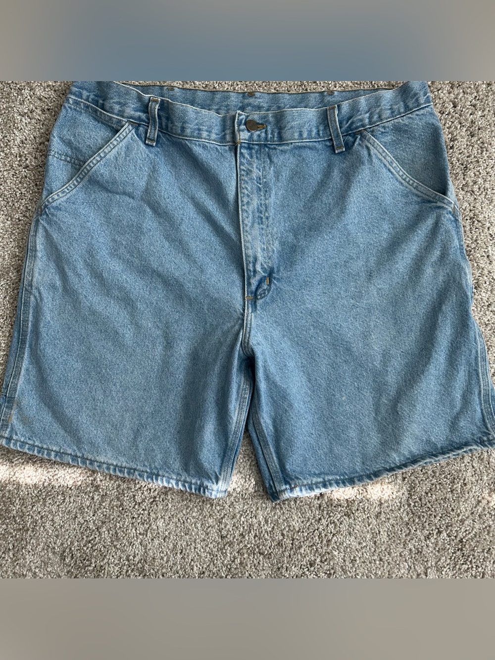 Vtg Y2K Carhartt B29 STW Denim Carpenter Shorts Jorts Stonewash Men’s 40 leather